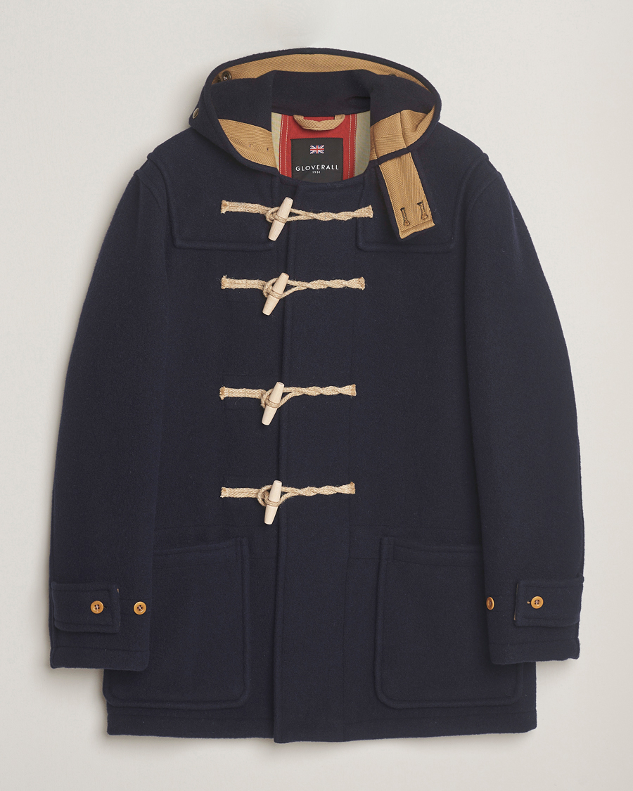 Gloverall Mid Length Monty Union Jack Duffle Coat Navy at