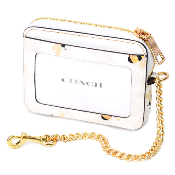 COACH】コーチ レザー シグネチャー ハニービー 蜂 チェーン ジップ