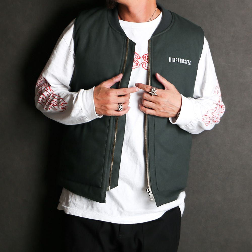 HideandSeek - Work Zip Vest(24aw) - Green / ワークベスト / HJ