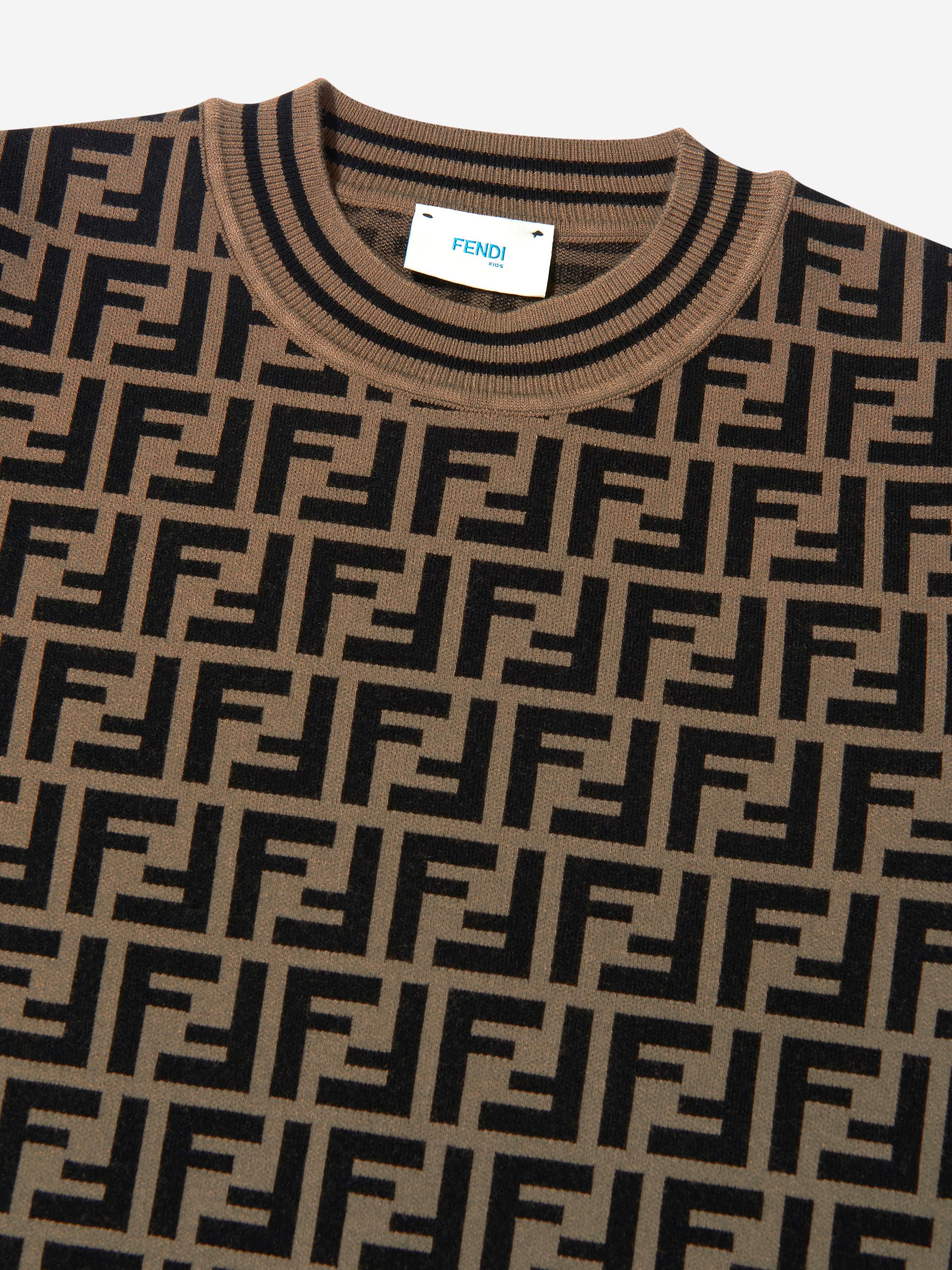 Fendi Girls FF Logo Knitted Top in Brown | Childsplay Clothing