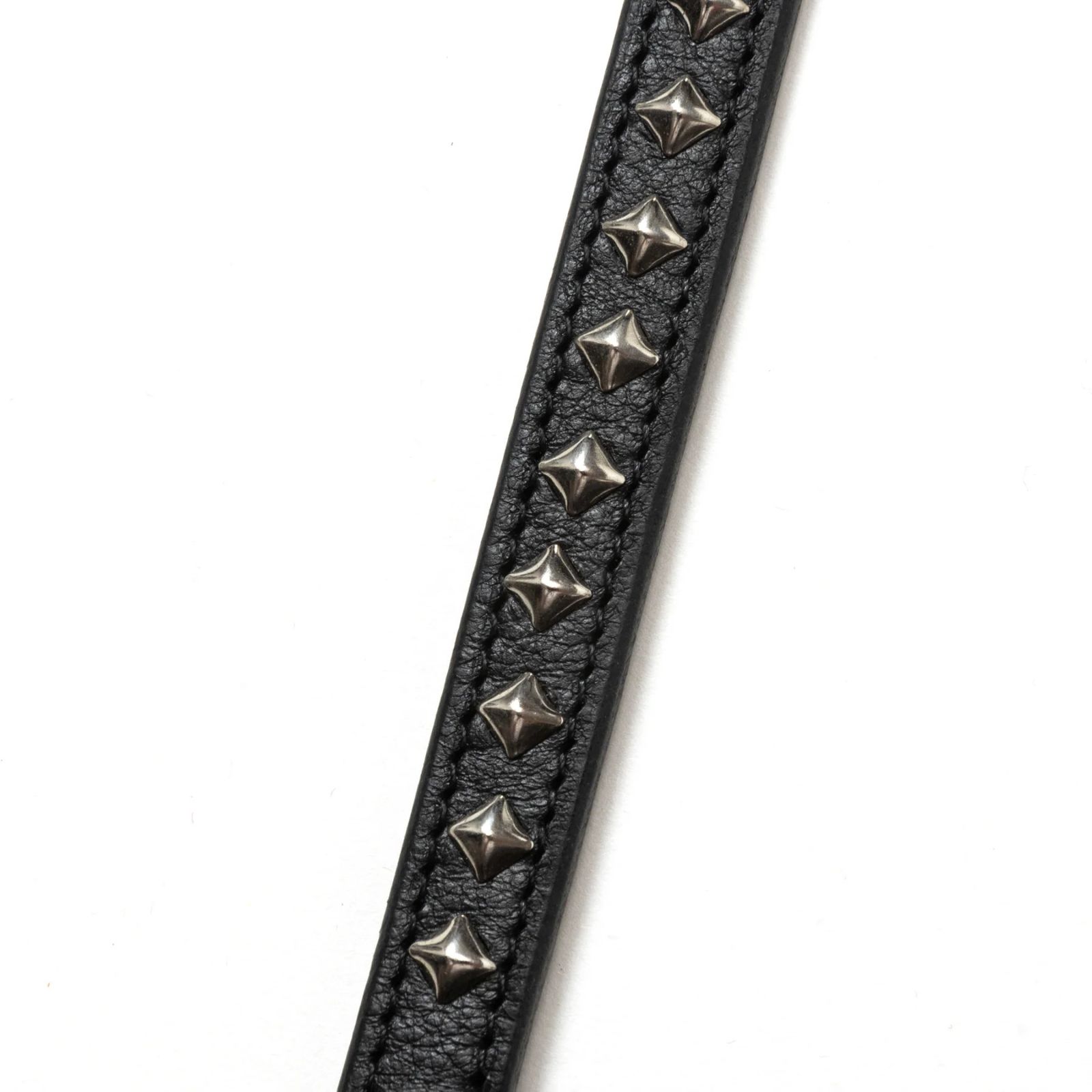 CALEE - STUDS LEATHER LONG KEY RING (BLACK) / スタッズ レザー