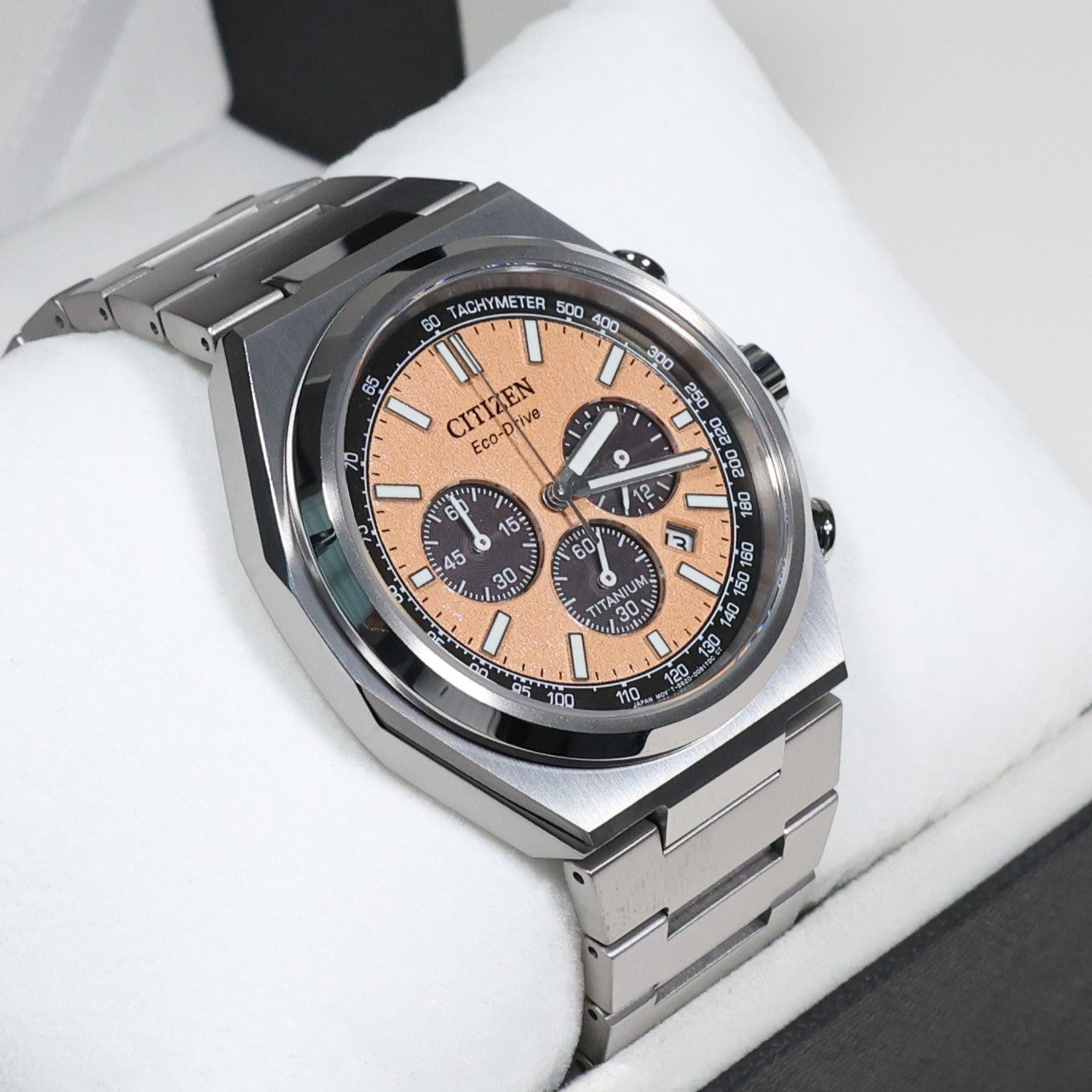 Citizen Zenshin Super Titanium Men's Salmon Dial Chronograph Watch