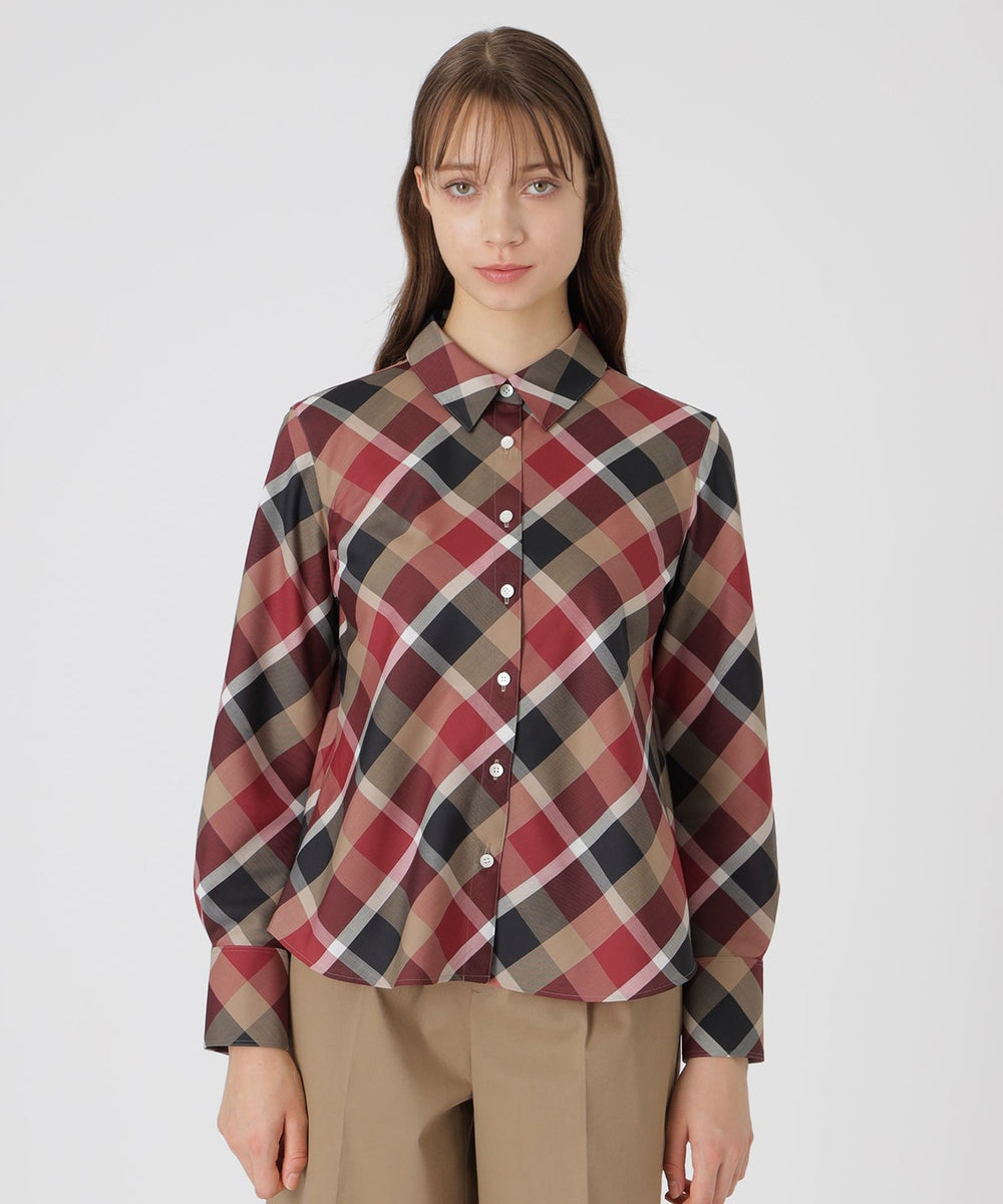 クレストブリッジチェックハーフスパンツイルリボンタイ付きシャツ