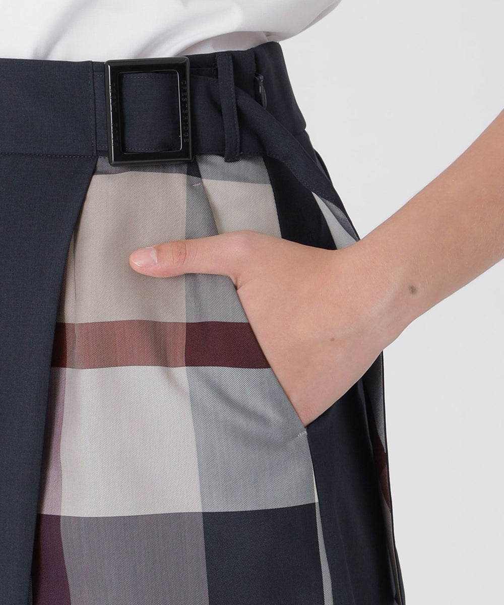 ハイカウントナノパーシャルチェックガウチョパンツ（パンツ）｜BLUE