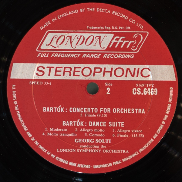 ゲオルク・ショルティ指揮/バルトーク:管弦楽のための協奏曲、舞踏組曲