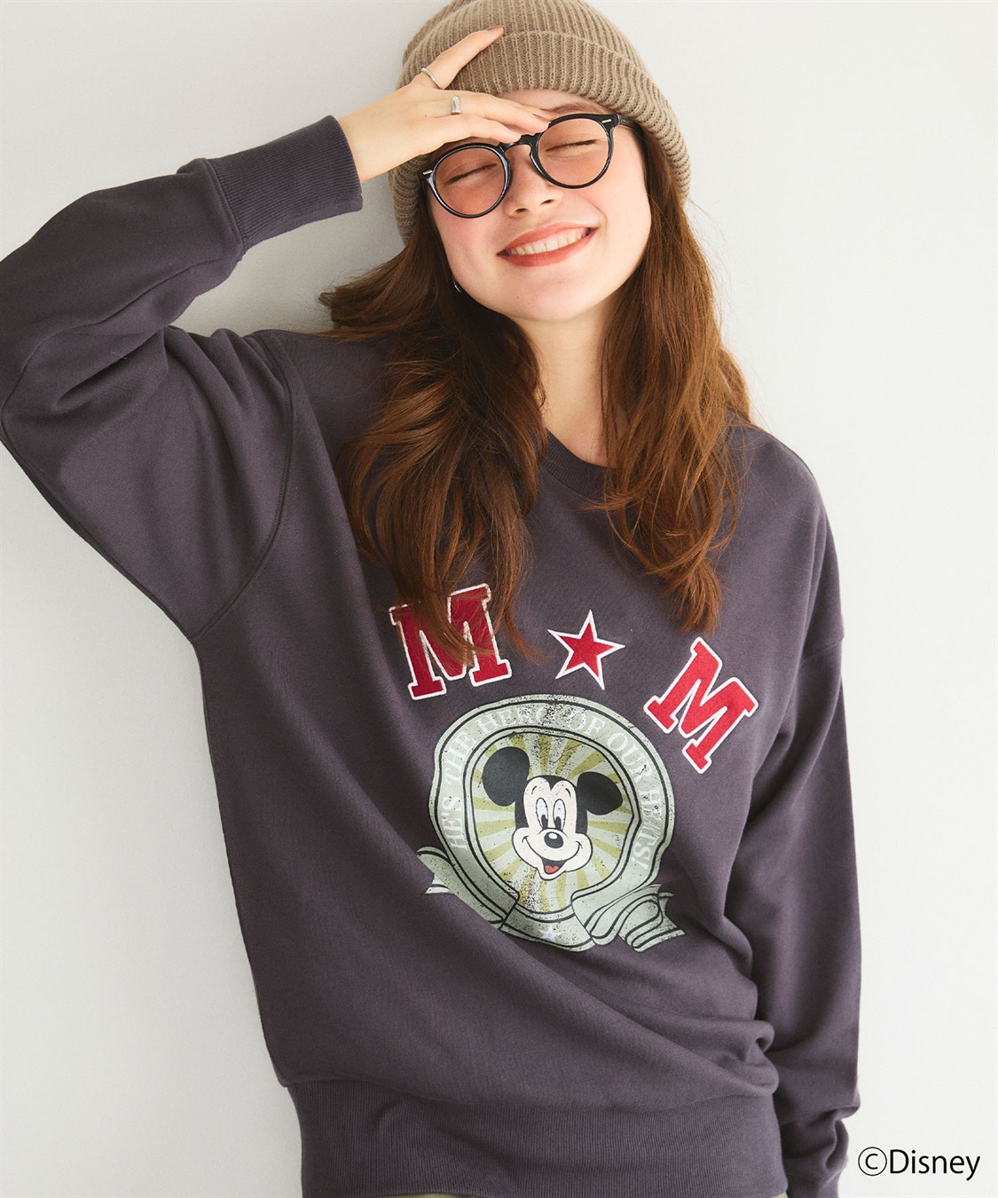 Disney/ディズニー》ミッキーマウス刺繍ワッペンデザインスウェット