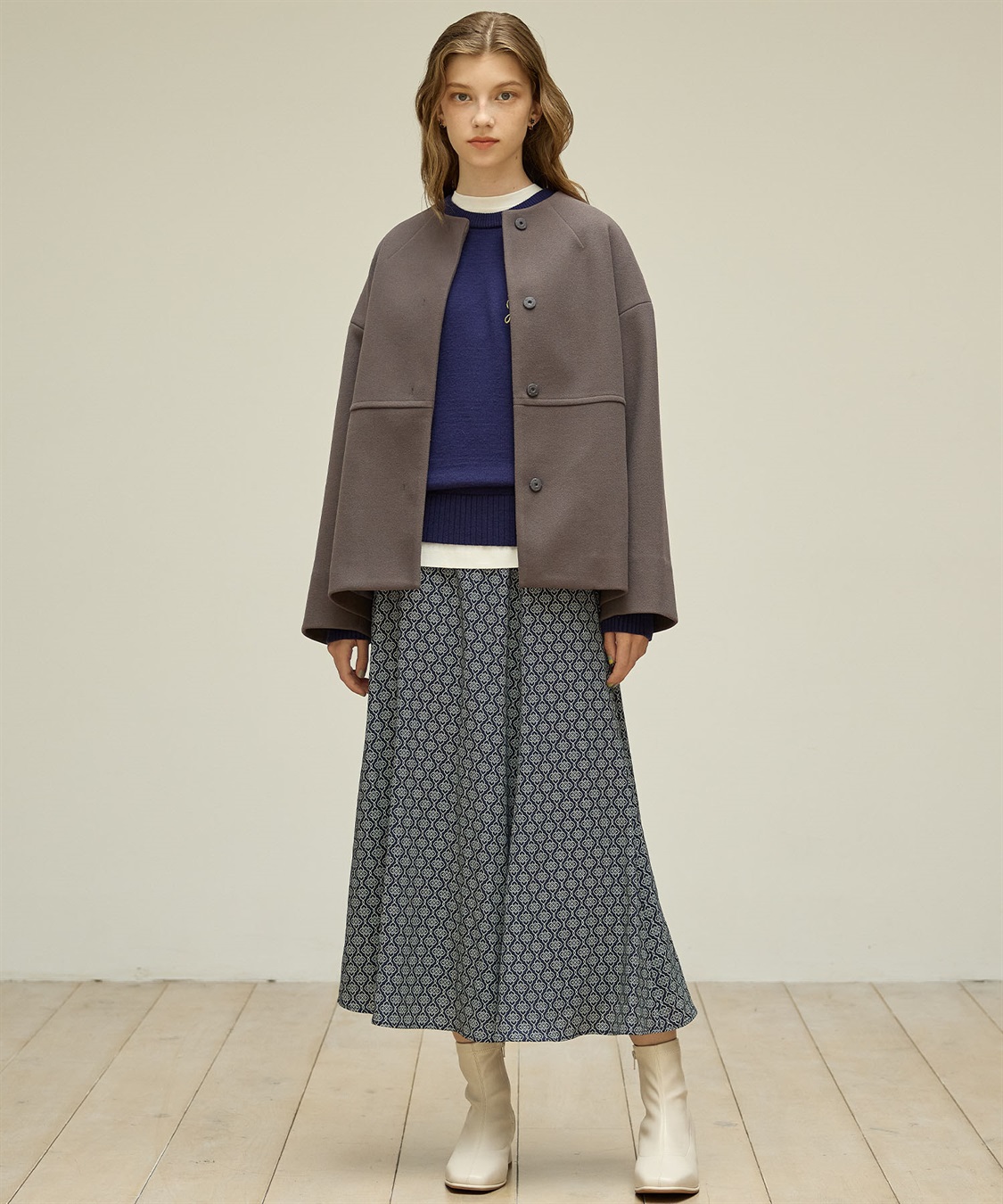 ノーカラーショートコート LE SOUK HOLIDAY｜クロスプラス公式通販サイト