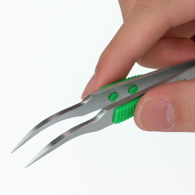 ラバーグリップ付 ステンレスピンセット 先細鷲型115mm （SUS410