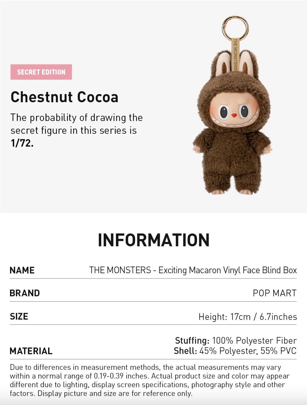 THE MONSTERS Exciting Macaron Series-Vinyl Labubu Plush Pendant