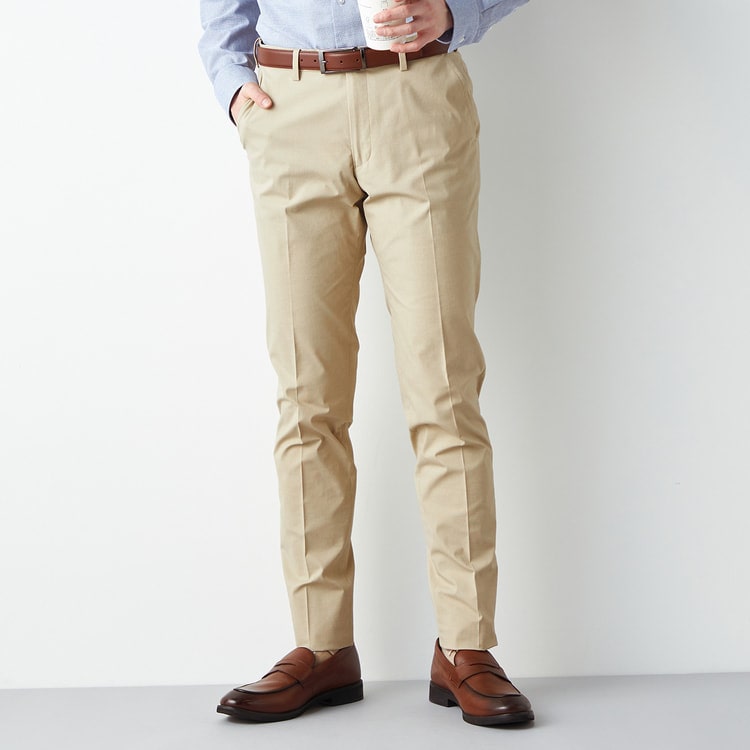 ウエストらくらく 洗える クールコットンストレッチ テーパード