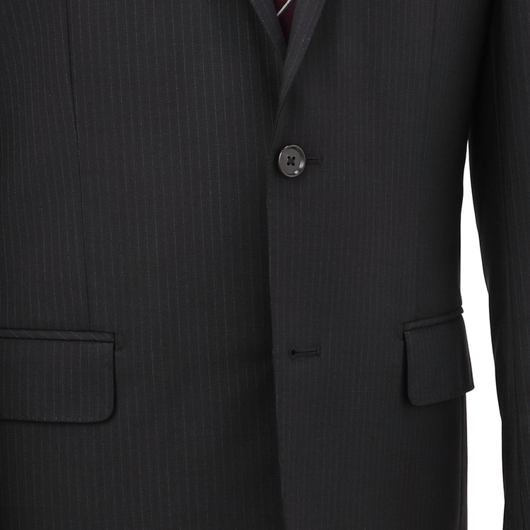 特価】【WEB限定価格】洗える ストレッチ 2パンツスーツ 黒ストライプ