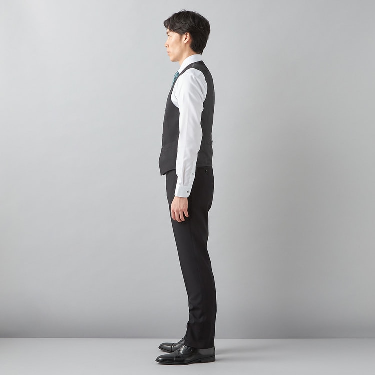 洗える ストレッチ スリーピーススーツ 黒ストライプ JOURNAL WORKS