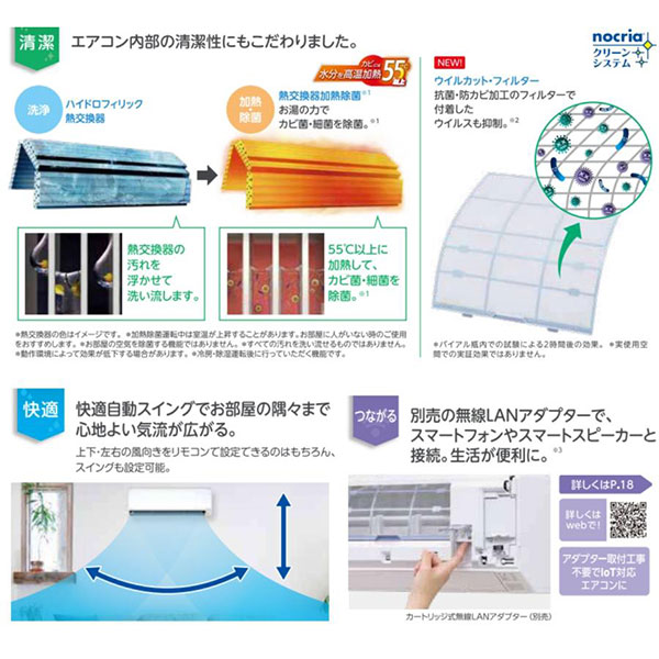 AS-C402M-W 標準取付工事費込 富士通ゼネラル ルームエアコン nocria