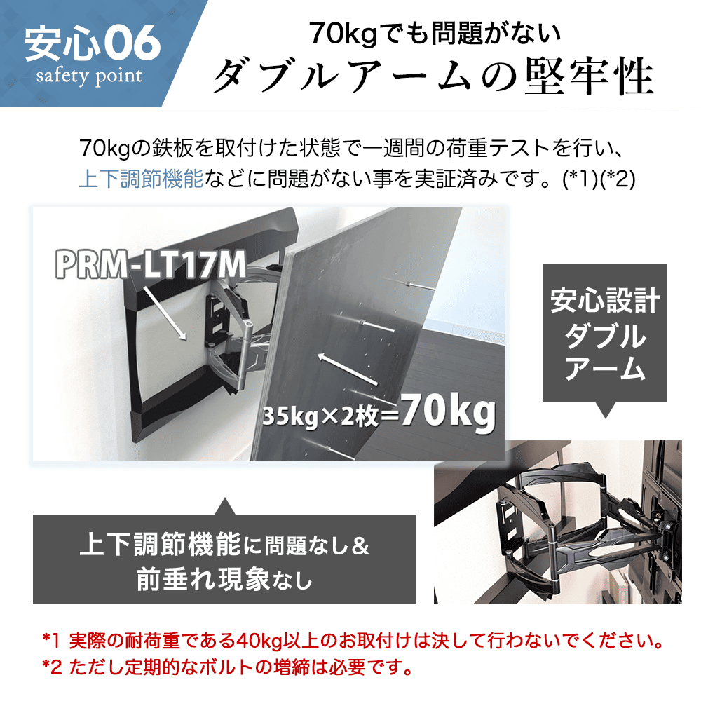 壁掛け金具 上下左右角度調節ロングアーム PRM-LT17M｜エースオブパーツ