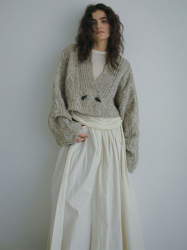 ETRE TOKYO - ミックスヤーンショートニットカーディガン - BEIGE