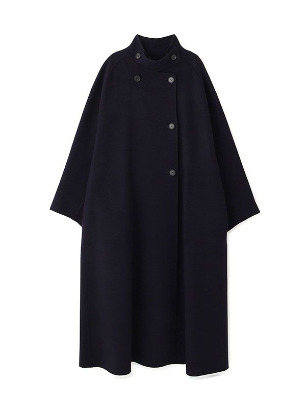 ETRE TOKYO - スタンドカラーリバーロングコート - NAVY | ADDICT WEB SHOP