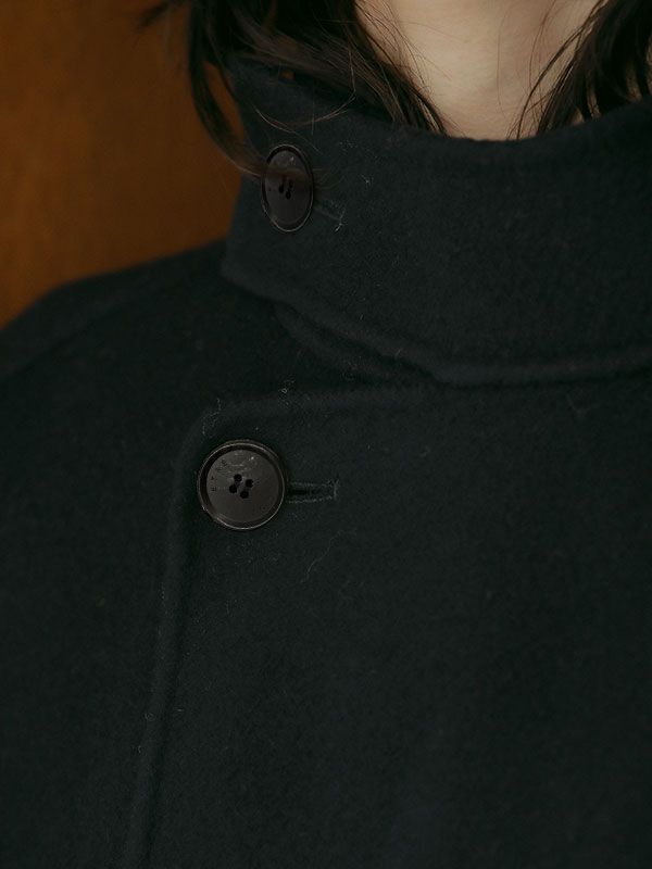 ETRE TOKYO - スタンドカラーリバーロングコート - NAVY | ADDICT WEB SHOP