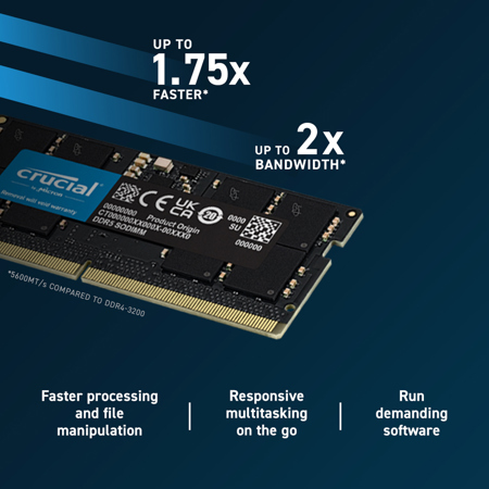 Crucial 16GB DDR5 5600MHz CL46 SODIMM Memory Module CT16G56C46S5