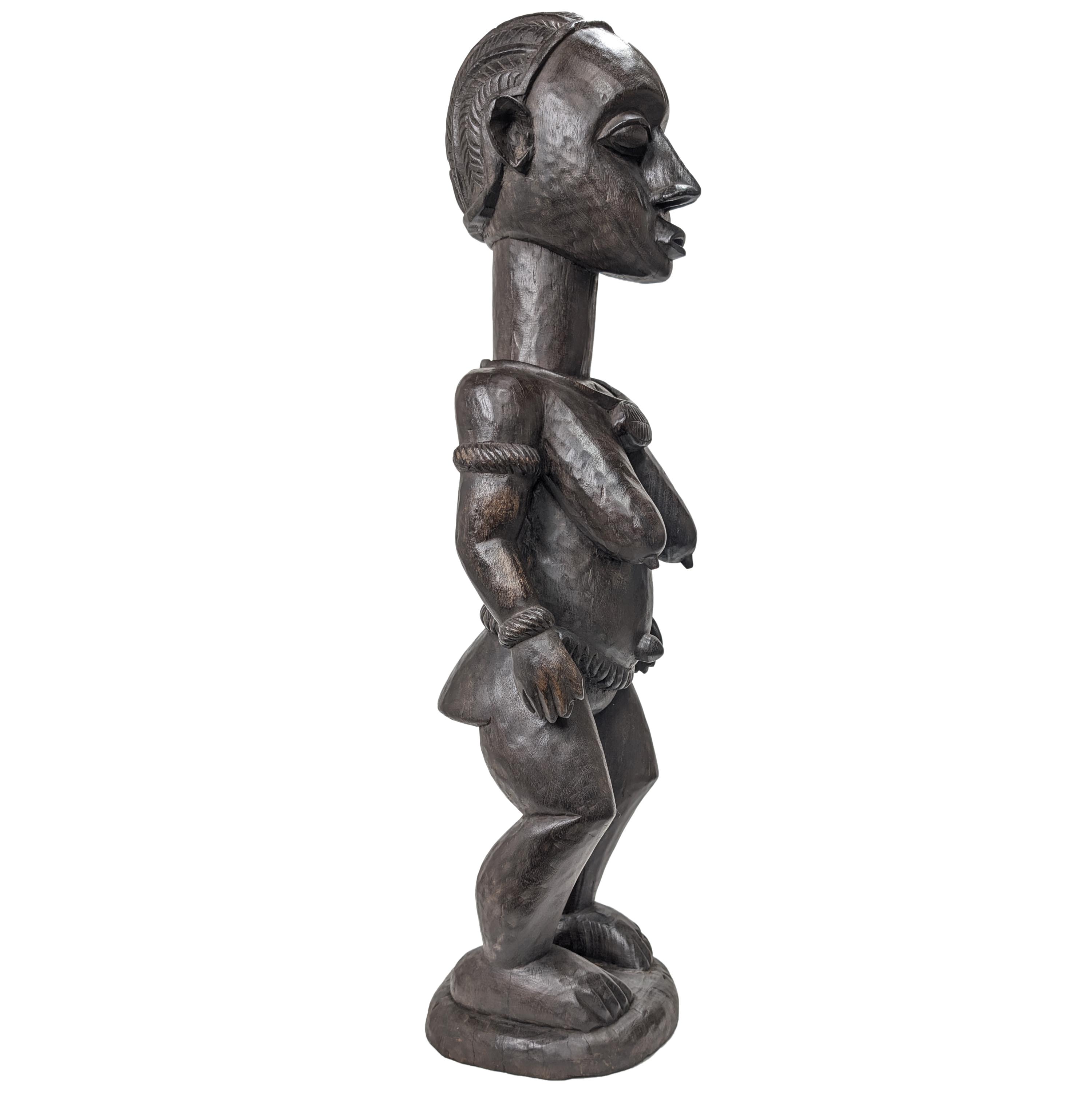 バガ族女性立像 木彫品 102cm アフリカン プリミティブアート （p880