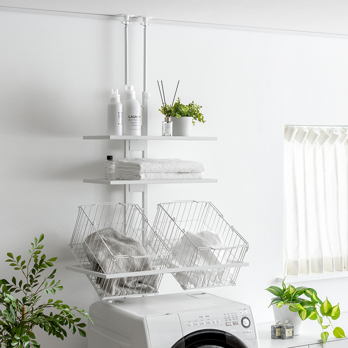 突っ張り式ランドリーラック Leith(レイス)カゴ付きタイプ | 家具