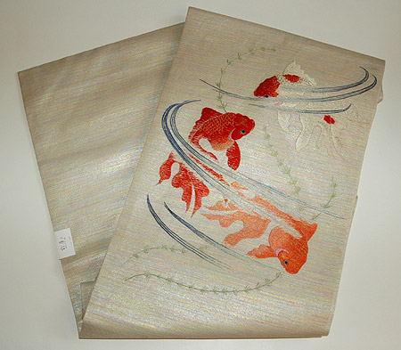金魚柄刺繍名古屋帯