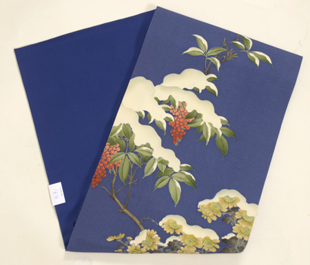 雪持ち南天名古屋帯