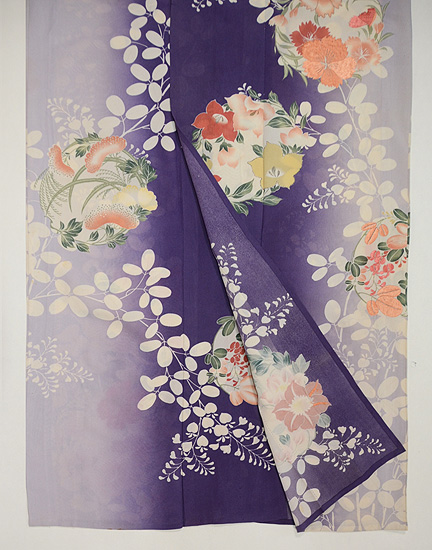 萩に秋の花丸文様単衣訪問着