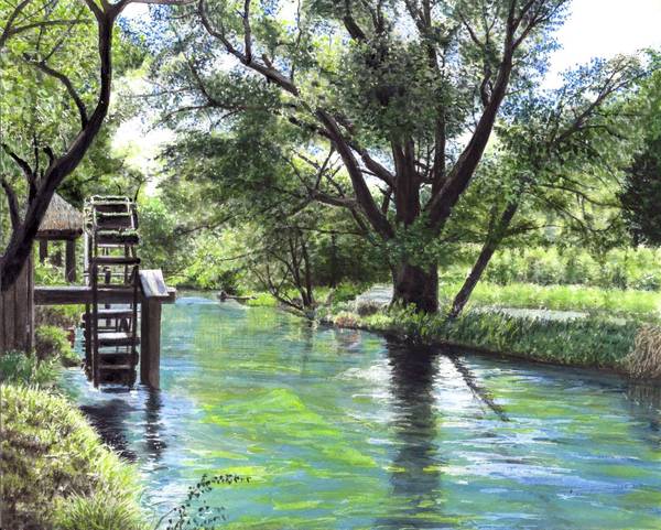 幅137×高さ77 自然の風景 水車小屋 絵画 アウトレット特価品 お買い得