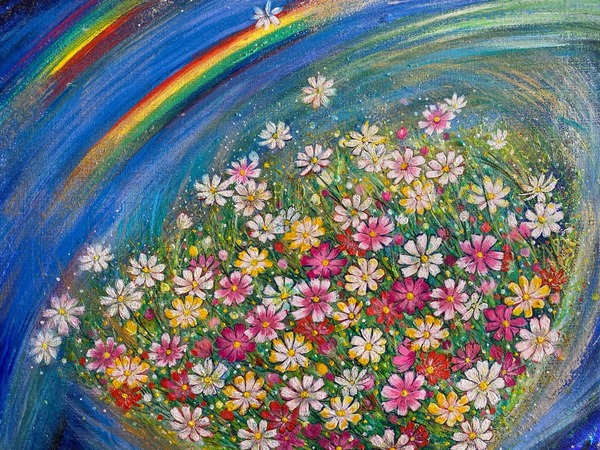 虹とコスモス」 by NOKKO｜Artmeter｜暮らしを彩るアートが、きっと