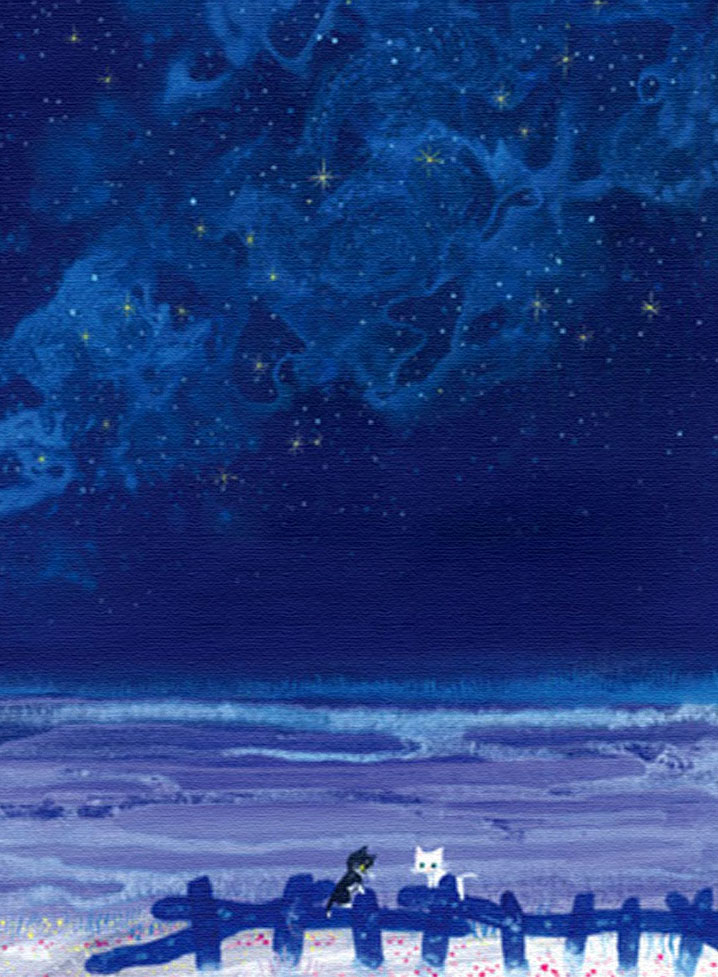 渡辺あきお 絵画 (版画/キャンバスジクレー) 星空のしあわせ 5217