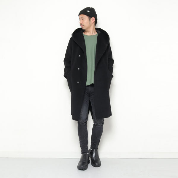カシミヤ混ダブルフェイスビーバー フーデッドコート - ATTACHMENT