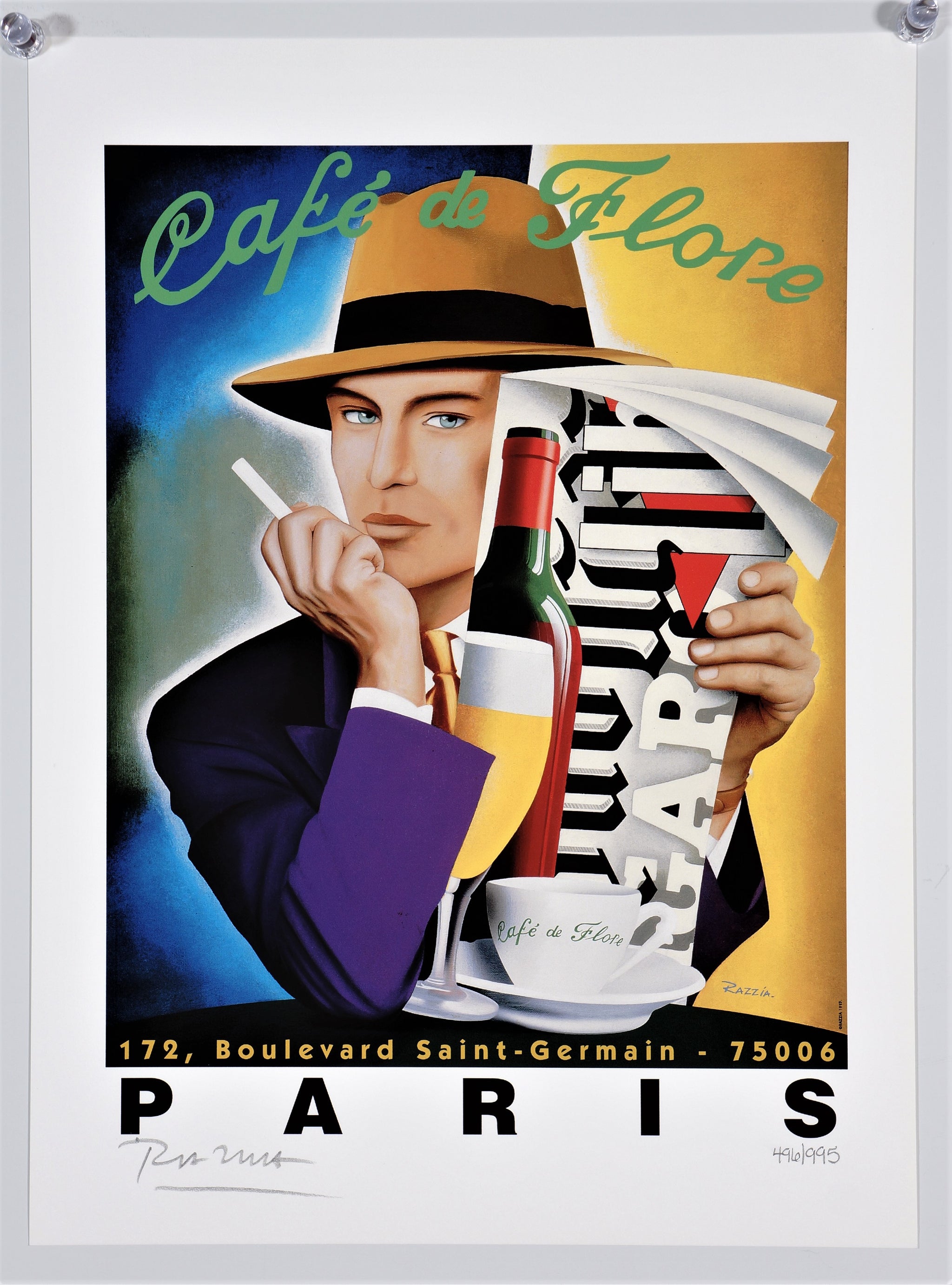 Razzia, Cafe de Flore- Original Vintage Poster - Authentic Vintage