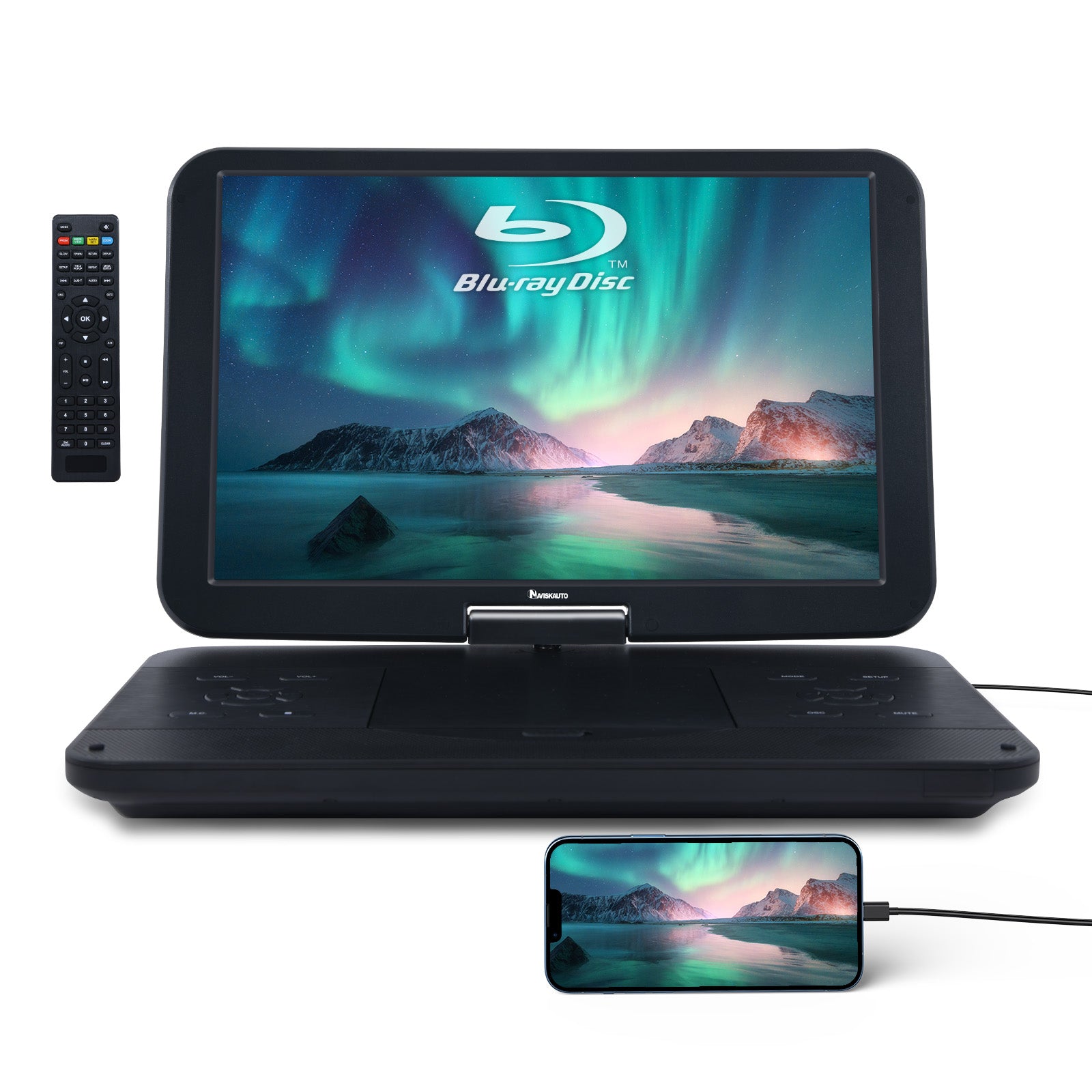 Naviskauto Newly Updated 1920*1200 15.4” Portable Blu-ray DVD