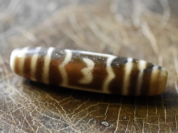 2505】チベット天珠 2眼丸管珠 Dzi ズィー,とんぼ玉,アンティーク