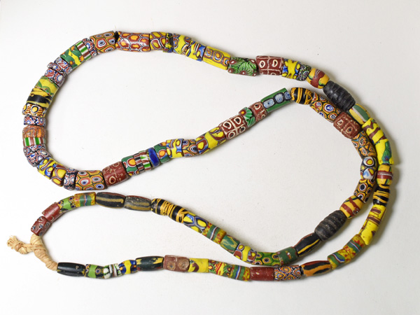 2601】ANTIQUEヴェネチアミルフィオリMixビーズ一連ロング3,とんぼ玉