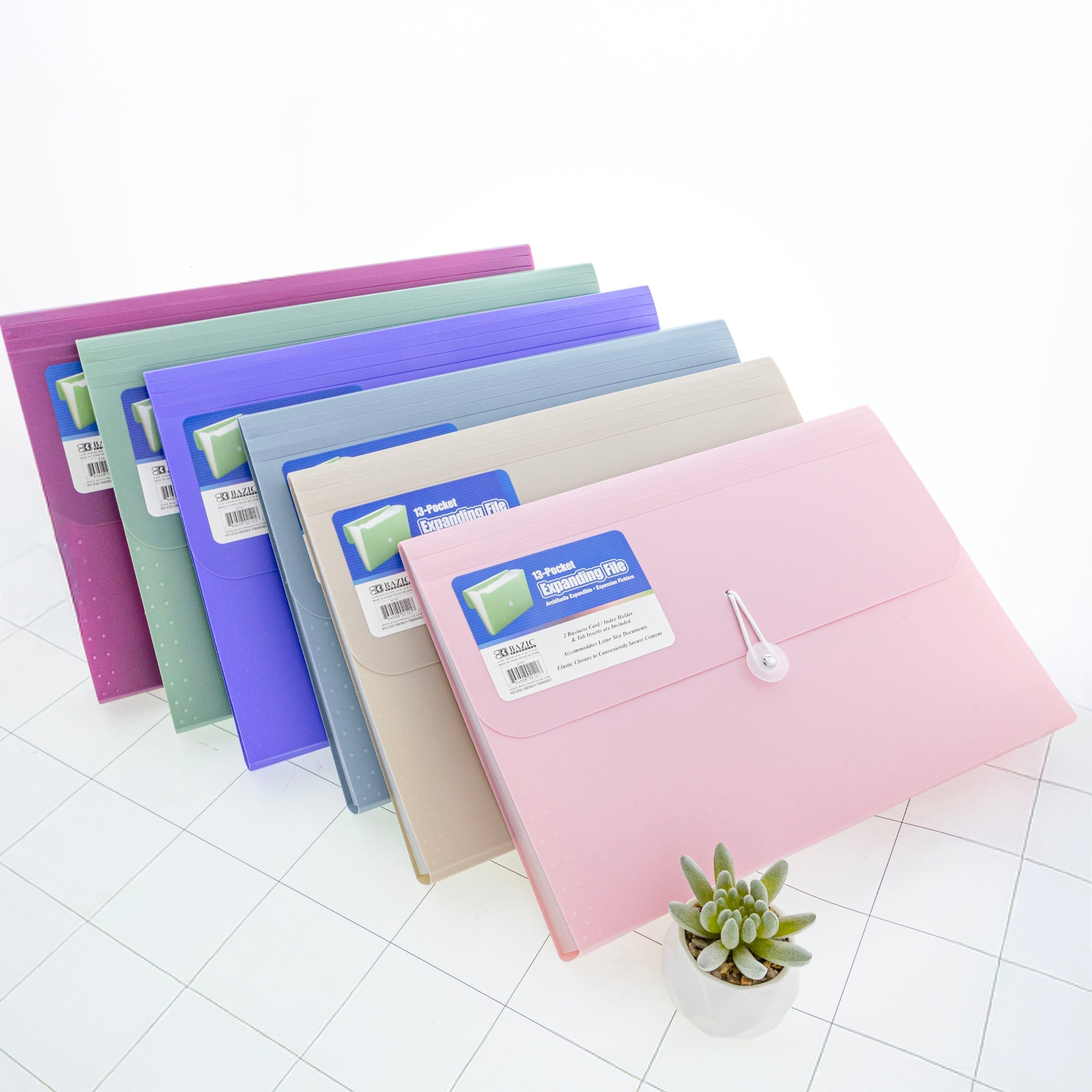 BAZIC Morandi Edition 13-Pocket A4/Letter Size Poly Expanding File