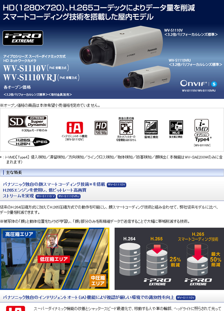 WV-S1110V】Panasonic i-proエクストリーム スーパーダイナミック方式