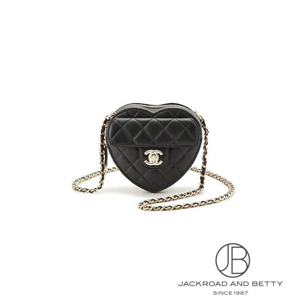 マトラッセ ハート チェーン クラッチ バッグ ブラック 黒[AP2784