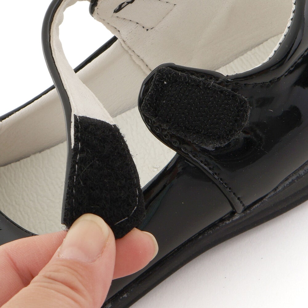 エナメルリボンストラップシューズ(17~20cm)(17cm ブラック): シューズ