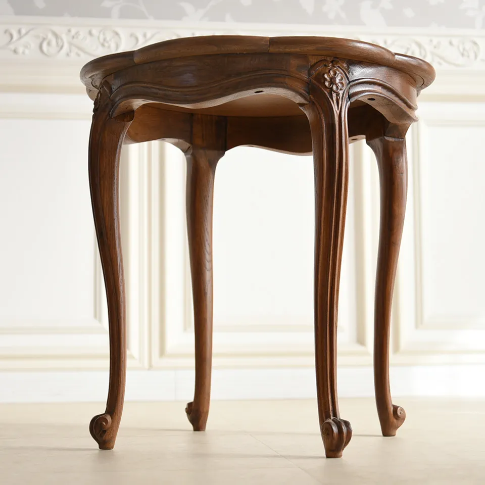 アンティーク調 猫脚 サイドテーブル 英国調 オーク材 直径54cm