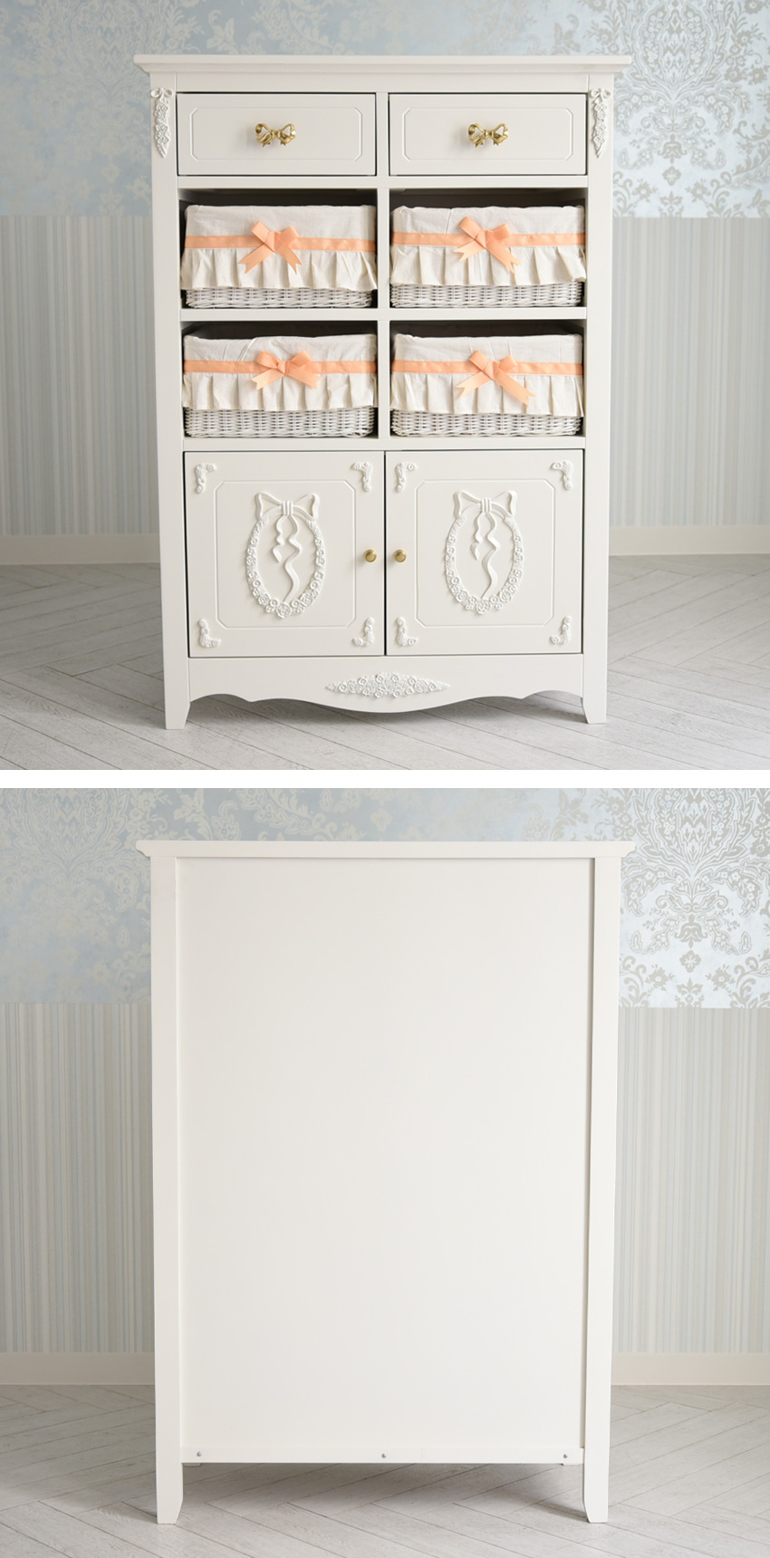 スノーホワイト プリンセス カウンターキャビネット 幅78cm | ロココ調