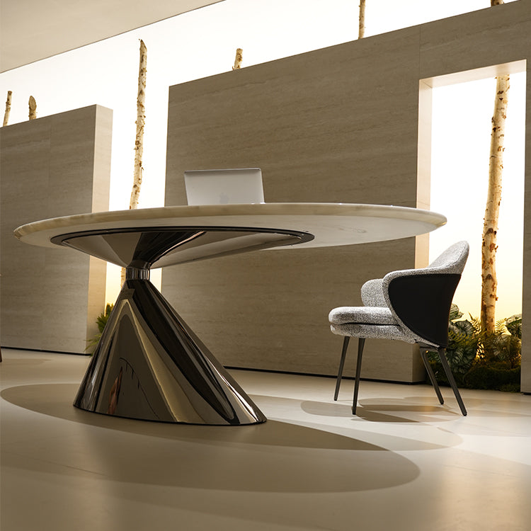 おしゃれな 楕円形天然大理石テーブル ホテルライク高級輸入家具 jrjj-6622