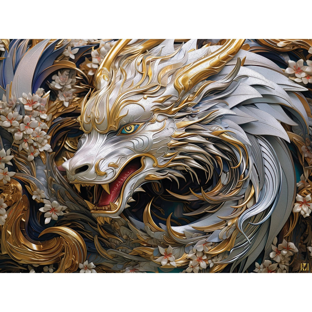White Dragon Foil Jigsaw Puzzle | Bits and Pieces