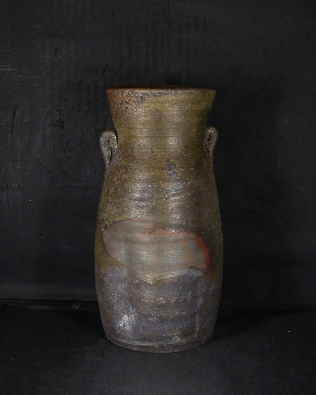 備前焼 登窯 備前焼窯元陶正園 木村 陶峰 共箱付き緋窯変耳付き花入3