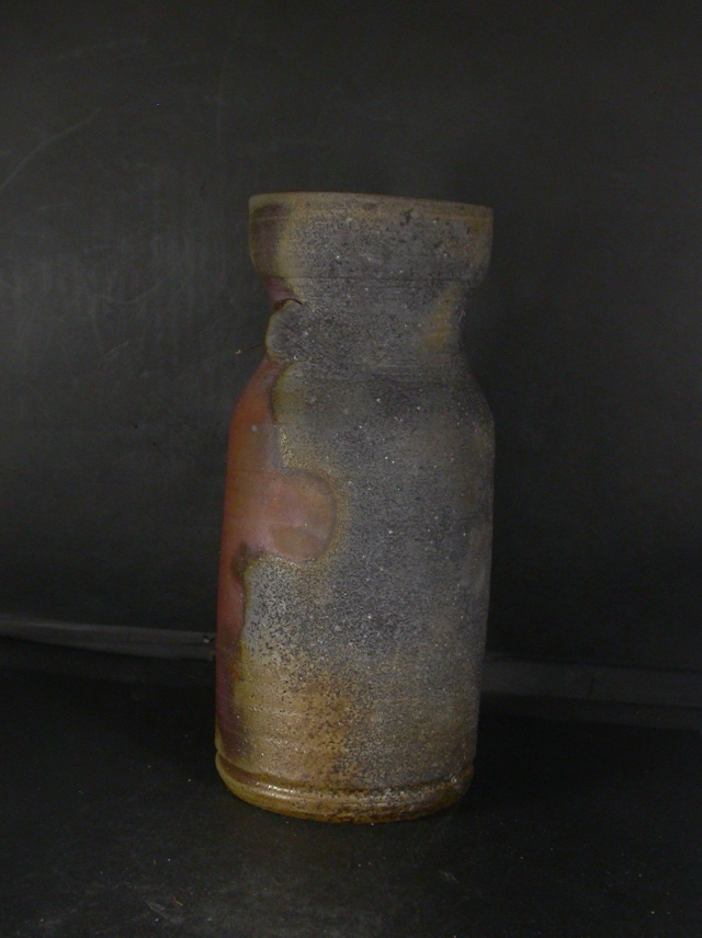 備前焼 備前焼人間国宝 故藤原 雄 保存箱付き窯変耳付き花入5 備前焼