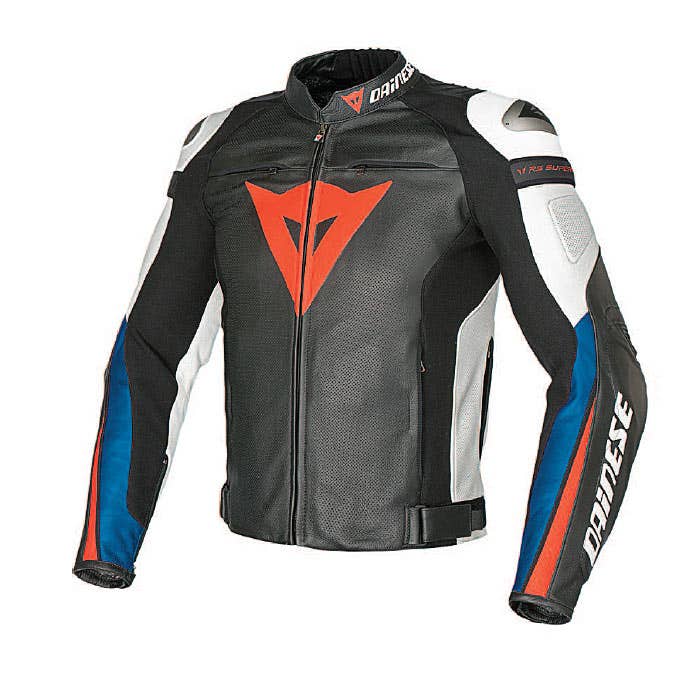 Dainese Super Speed C2 Perf Leather Jacket - Black / White / Blue