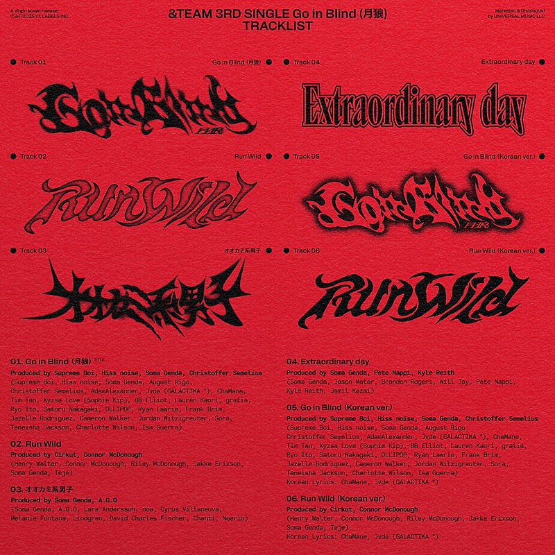 &TEAM、ニューシングル『Go in Blind (月狼)』収録曲を公開 新曲