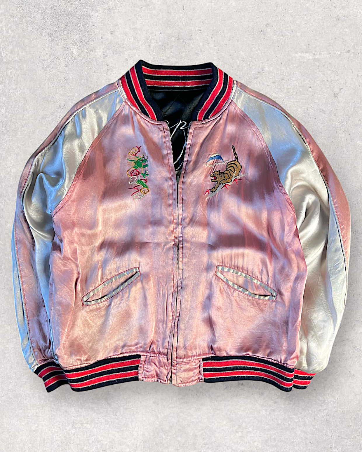 L] Skull Pink Reversible Sukajan Houston | Vintage – BIREI JAPAN