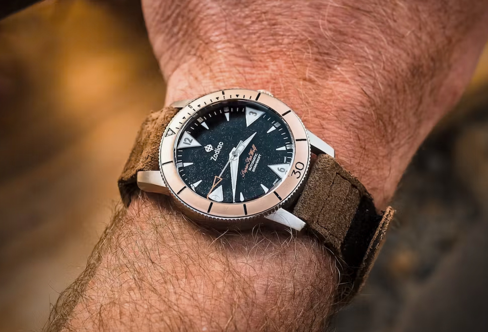 Huckberry x Zodiac Bronze Super Sea Wolf Dive Watch