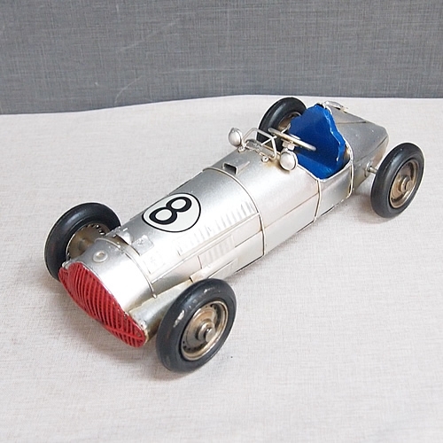 ブリキの車 レーシングカー／シルバー(Mサイズ) , ブリキのおもちゃTOP